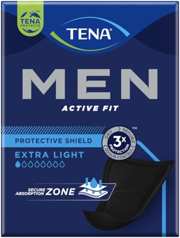 TENA Men Active Fit inlegger met plakstrook extra light zwart 14 st