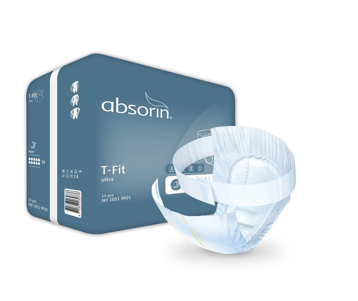 Absorin Comfort T-Fit Ultra change complet d'incontinence avec ceinture medium 15 pcs