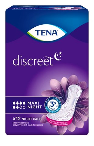 TENA Discreet protège-slip avec bande adhésive Maxi Night 12 pcs