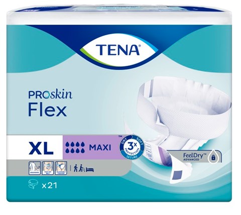 TENA Flex maxi change complet d&#39;incontinence avec ceinture XL 105 cm-153 cm ProSkin 21 pcs