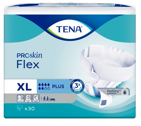 TENA Flex plus change complet d&#39;incontinence avec ceinture XL 105 cm-153 cm ProSkin 30 pcs