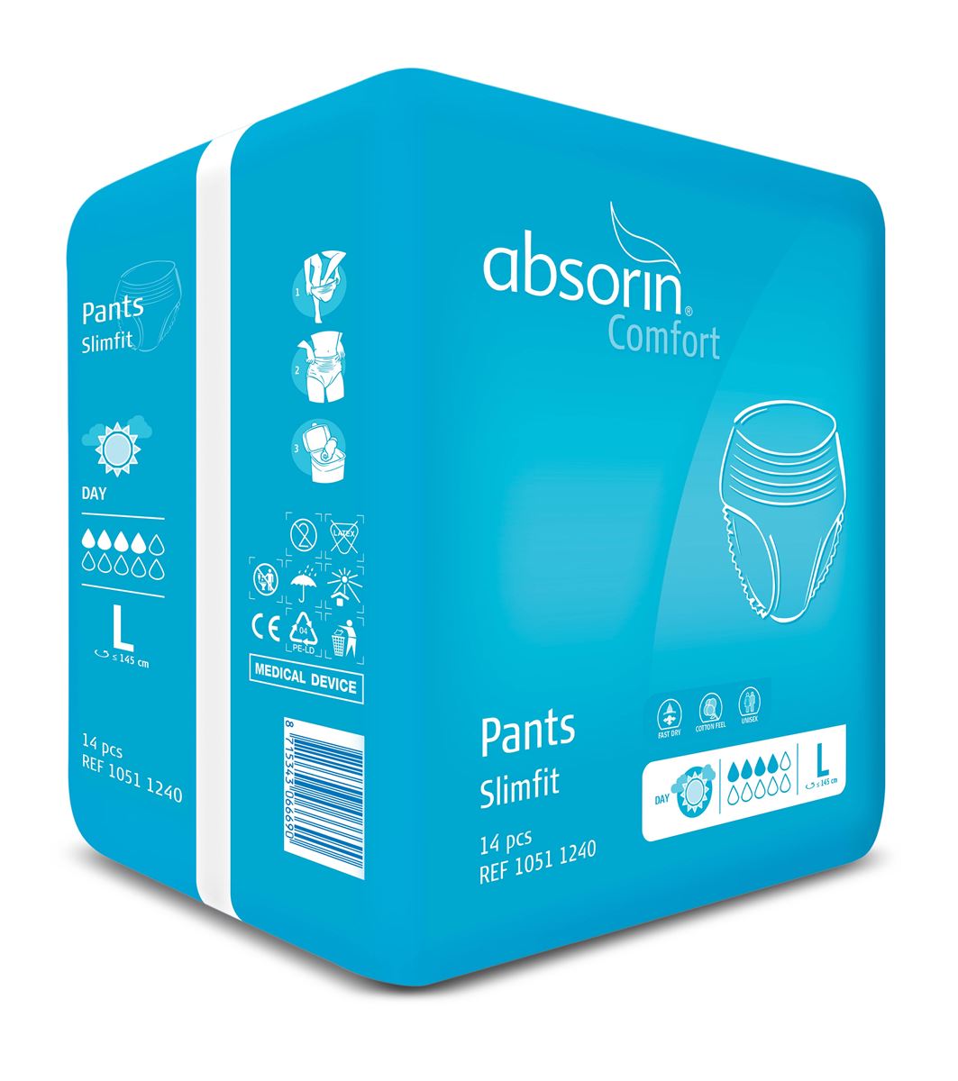 Absorin Comfort pants large omtrek 145cm Slimfit 14 st